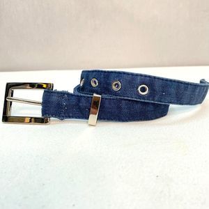 Womens Belt Small WaistSkinny Denim Silver Tone Buckle Loop And Gromets